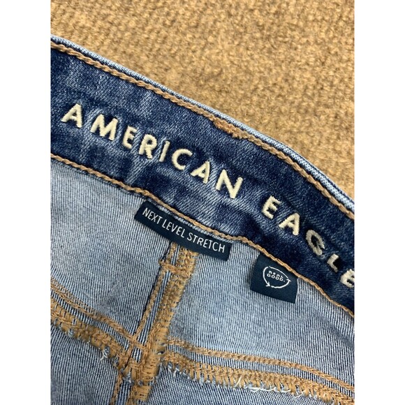 American Eagle Jeans Womens 8 Skinny Kick Bootcut Whiskered Next Stretch Denim - Picture 6 of 11